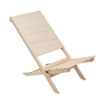 Chaise de plage pliable en bois avec assise basse, poids max. 95 kg couleur beige