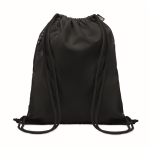 Sac à dos en polyester RPET avec cordon épais et poche zippée couleur noir