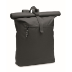 Sac à dos avec fermeture roll top et dossier rembourré polyester RPET couleur noir