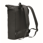 Sac à dos avec fermeture roll top et dossier rembourré polyester RPET couleur noir deuxième vue