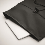 Sac à dos avec fermeture roll top et dossier rembourré polyester RPET couleur noir sixième vue photographique