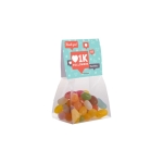 Sachet d´assortiment de Jelly Beans avec en-tête imprimé 50g couleur transparent