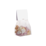 Sachet de cœurs en sucre lucky hearts avec en-tête publicitaire 50g couleur transparent deuxième vue