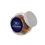 Petit bocal promotionnel d´assortiment de bonbons Jelly Beans 200ml couleur blanc