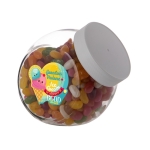 Bocal moyen promotionnel d´assortiment de bonbons Jelly Beans 900ml couleur blanc