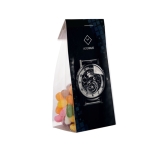 Sachet d´assortiment de Jelly Beans avec carton publicitaire 100g couleur transparent