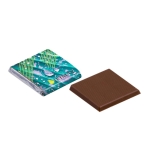 Carrés de chocolat publicitaire au lait dans emballage argentée 5g couleur blanc