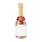 Bouteille de champagne remplie d´assortiment de bonbons d´entreprise couleur transparent deuxième vue