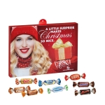 Calendrier de l´avent avec assortiment de chocolats premium format A4 couleur blanc