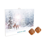Calendrier de l´avent personnalisé avec 24 chocolats au lait format A5 couleur blanc