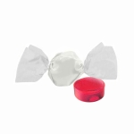 Bonbon miniature avec double nœud et emballage recyclable couleur framboise deuxième vue