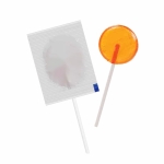 Mini sucette saveurs fruitées avec un emballage personnalisable couleur orange deuxième vue