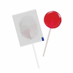 Mini sucette saveurs fruitées avec un emballage personnalisable couleur framboise deuxième vue