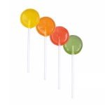 Mini sucette saveurs fruitées avec un emballage personnalisable couleur fraise quatrième vue