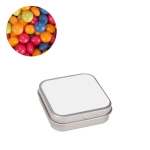 Boîte argentée de mini-pastilles avec saveur fruitée 18g couleur argenté