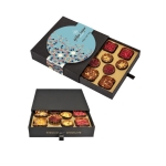 Boîte de 12 chocolats haute qualité semi-enveloppés 4 goûts différents couleur noir