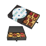 Boîte de 12 chocolats haute qualité semi-enveloppés 4 goûts différents couleur noir vue principale