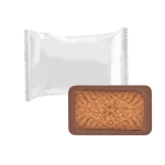 Biscuit personnalisé enrobé de chocolat au lait avec motif floral couleur blanc