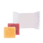 Bonbons personnalisés gélifiés aux fruits dans un emballage individuel couleur blanc