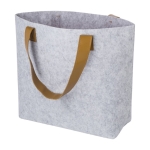 Sac en feutre recyclé avec poignées en cuir synthétique couleur gris clair deuxième vue