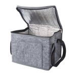 Sac isotherme en feutre recyclé avec poche frontale couleur gris troisième vue
