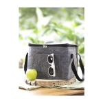 Sac isotherme en feutre recyclé avec poche frontale couleur gris sixième vue