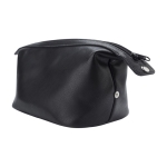 Trousse de toilette en cuir à fermeture éclair, 2 boutons latéraux couleur noir quatrième vue