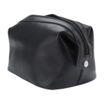 Trousse de toilette en cuir à fermeture éclair, 2 boutons latéraux couleur noir cinquième vue