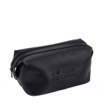 Trousse de toilette en cuir à fermeture éclair, 2 boutons latéraux avec zone d'impression