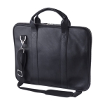 Sacoche pour PC 15'' en cuir multicompartiments couleur noir deuxième vue