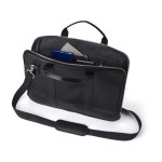 Sacoche pour PC 15'' en cuir multicompartiments couleur noir troisième vue