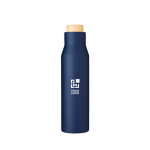 Bouteille isotherme étanche en acier inoxydable et bambou 500ml couleur bleu marine avec zone d'impression