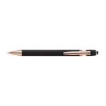Stylo métallique à embout tactile avec détails en or rose, Encre bleue couleur noir première vue