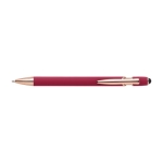 Stylo métallique à embout tactile avec détails en or rose, Encre bleue couleur rouge première vue