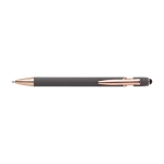 Stylo métallique à embout tactile avec détails en or rose, Encre bleue couleur gris première vue