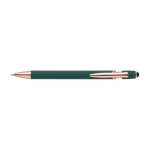Stylo métallique à embout tactile avec détails en or rose, Encre bleue couleur vert première vue