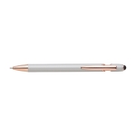 Stylo métallique à embout tactile avec détails en or rose, Encre bleue couleur argenté première vue