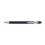 Stylo métallique à embout tactile avec détails en or rose, Encre bleue couleur bleu marine première vue