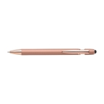 Stylo métallique à embout tactile avec détails en or rose, Encre bleue couleur saumon première vue