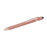 Stylo métallique à embout tactile avec détails en or rose, Encre bleue couleur saumon deuxième vue