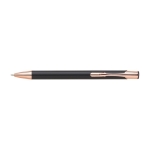 Stylo métallique mat avec détails en or rose, Encre bleue couleur noir première vue