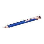 Stylo métallique mat avec détails en or rose, Encre bleue couleur bleu première vue
