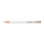 Stylo métallique mat avec détails en or rose, Encre bleue couleur blanc première vue