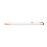 Stylo métallique mat avec détails en or rose, Encre bleue couleur blanc deuxième vue