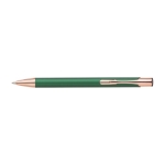 Stylo métallique mat avec détails en or rose, Encre bleue couleur vert première vue