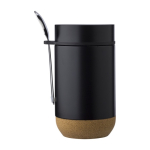 Pot en acier avec cuillère et base en liège 400ml Tarro ToGo couleur noir première vue