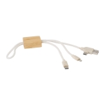 Set de câbles de charge pour porte-clés 4-en-1 en coton et bambou couleur marron première vue