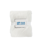 Couverture promotionnelle en polaire avec motif en relief 230 g/m² couleur beige avec zone d'impression