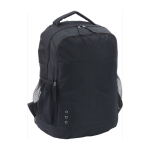 Sac à dos publicitaire en polyester 600D, plusieurs poches extérieures couleur noir deuxième vue