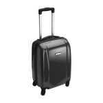 Valise trolley, roues pivotantes, cadenas numéroté, plaque métallique couleur noir première vue